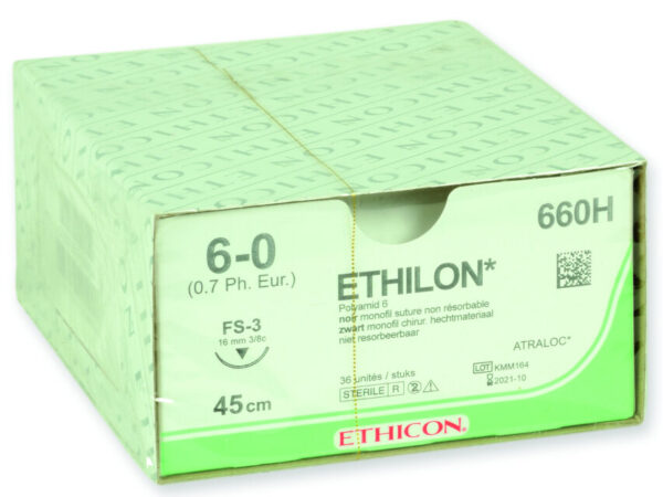 SUTURA MONOFILAMENTO ETHICON ETHILON - 6/0 ago 16