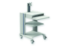 CARRELLO PRO - 2 ripiani, tastiera, supp. monitor,